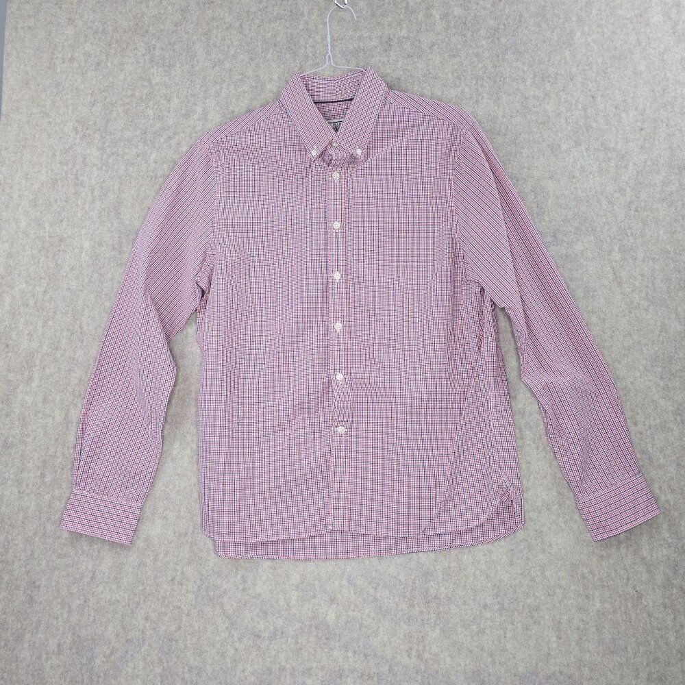 J.S.A. Bank 1905 Mens Long Sleeve Button-Down Shirt L Red & Blue Checkered